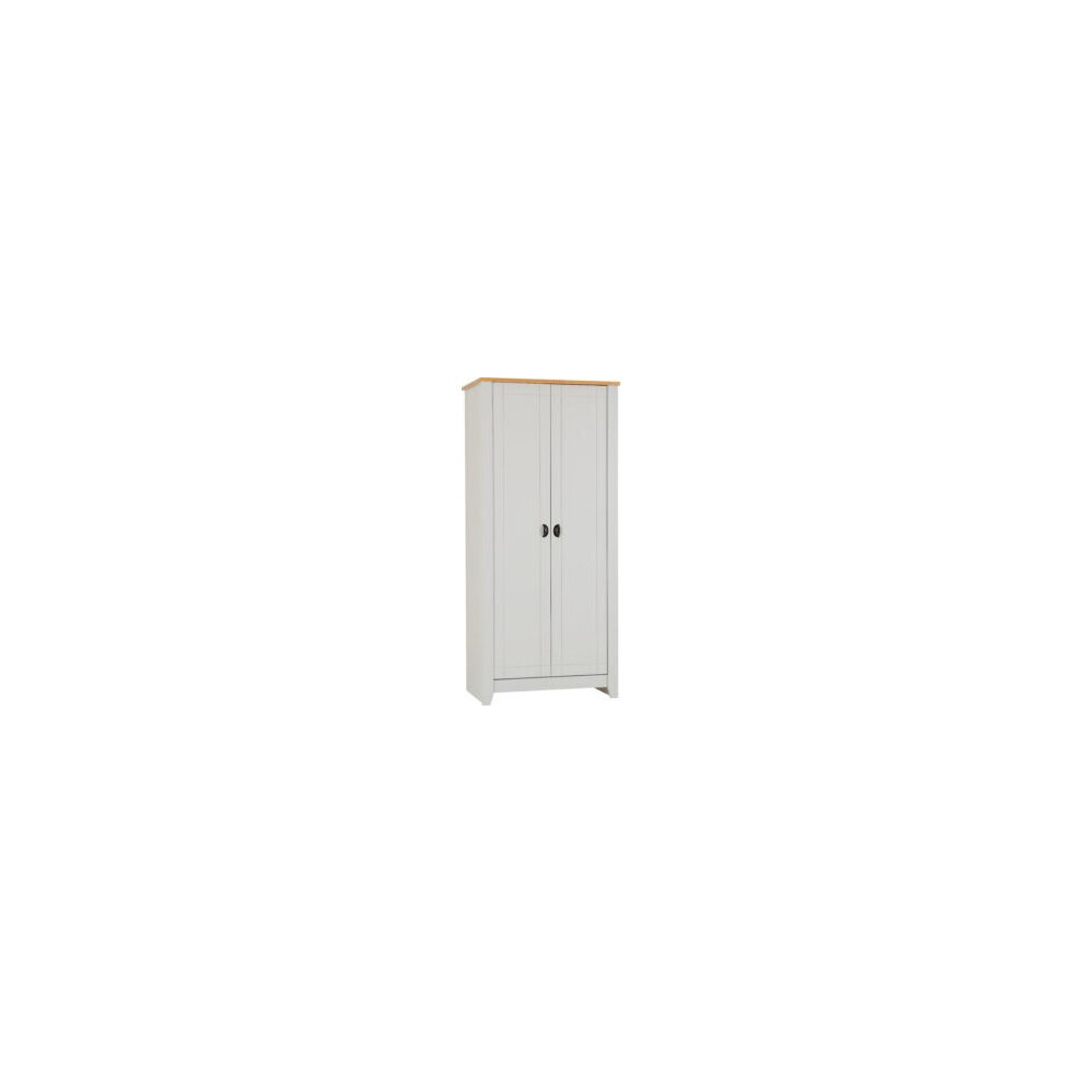 Ludlow 2 Door MDF Wardrobe Grey/Oak Lacquer With Metal Hinges/Handles