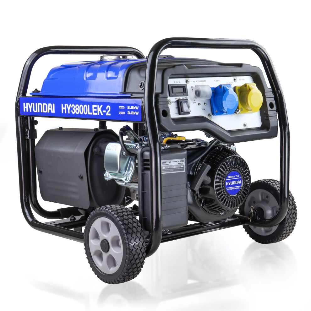 Garden Equipment - Hyundai HY3800LEK-2 3.2kW / 4.00kVa* Recoil Start Site Petrol Generator