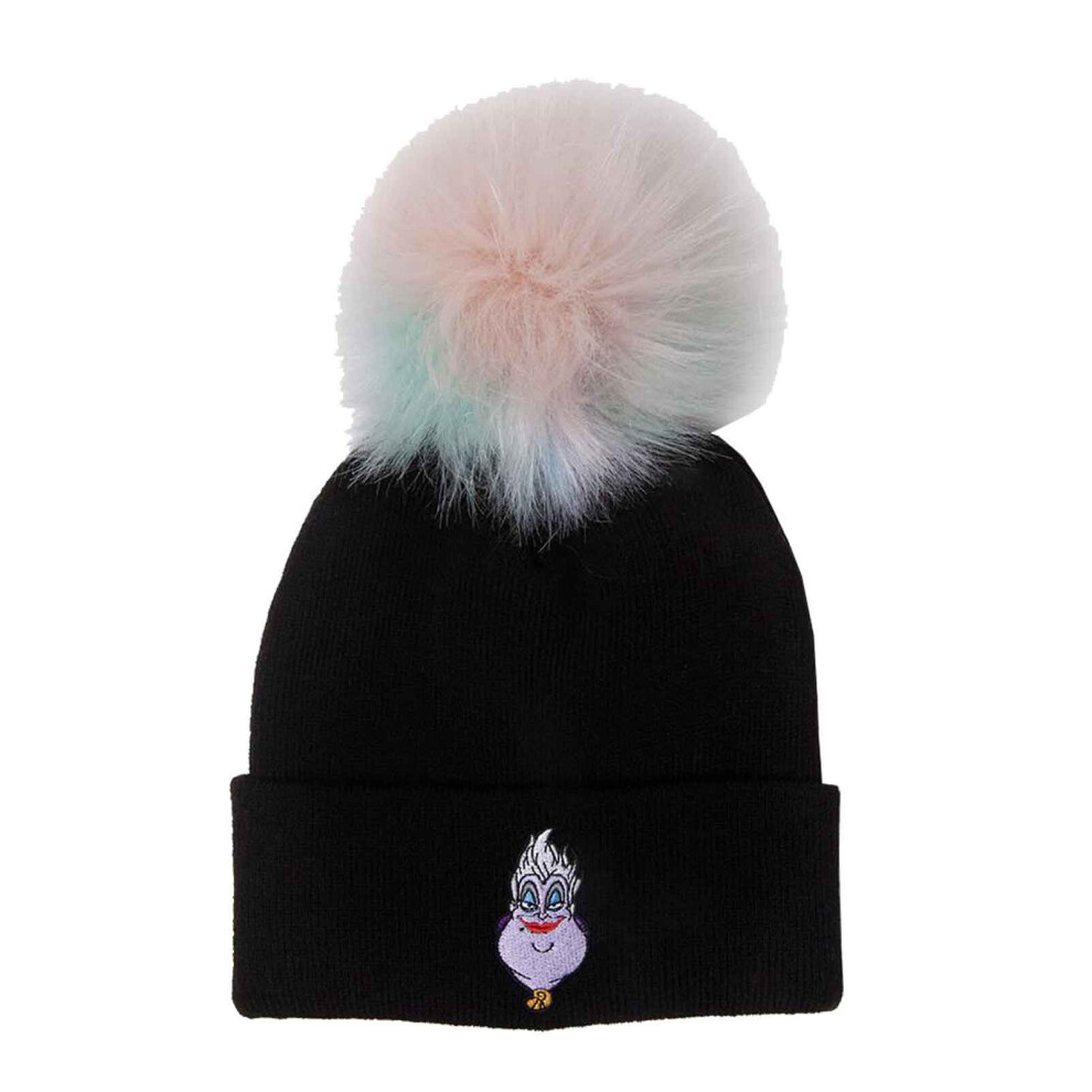 Disney Little Mermaid Beanie Bobble Hat Ursula Face New Official Black