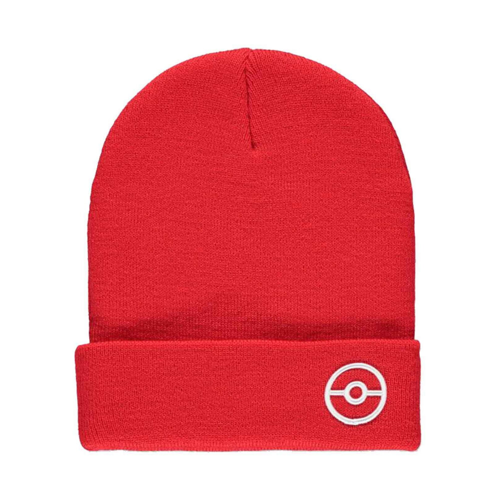 Pokemon Beanie Hat Trainer TECH Poke Ball logo new Official Red Roll Up