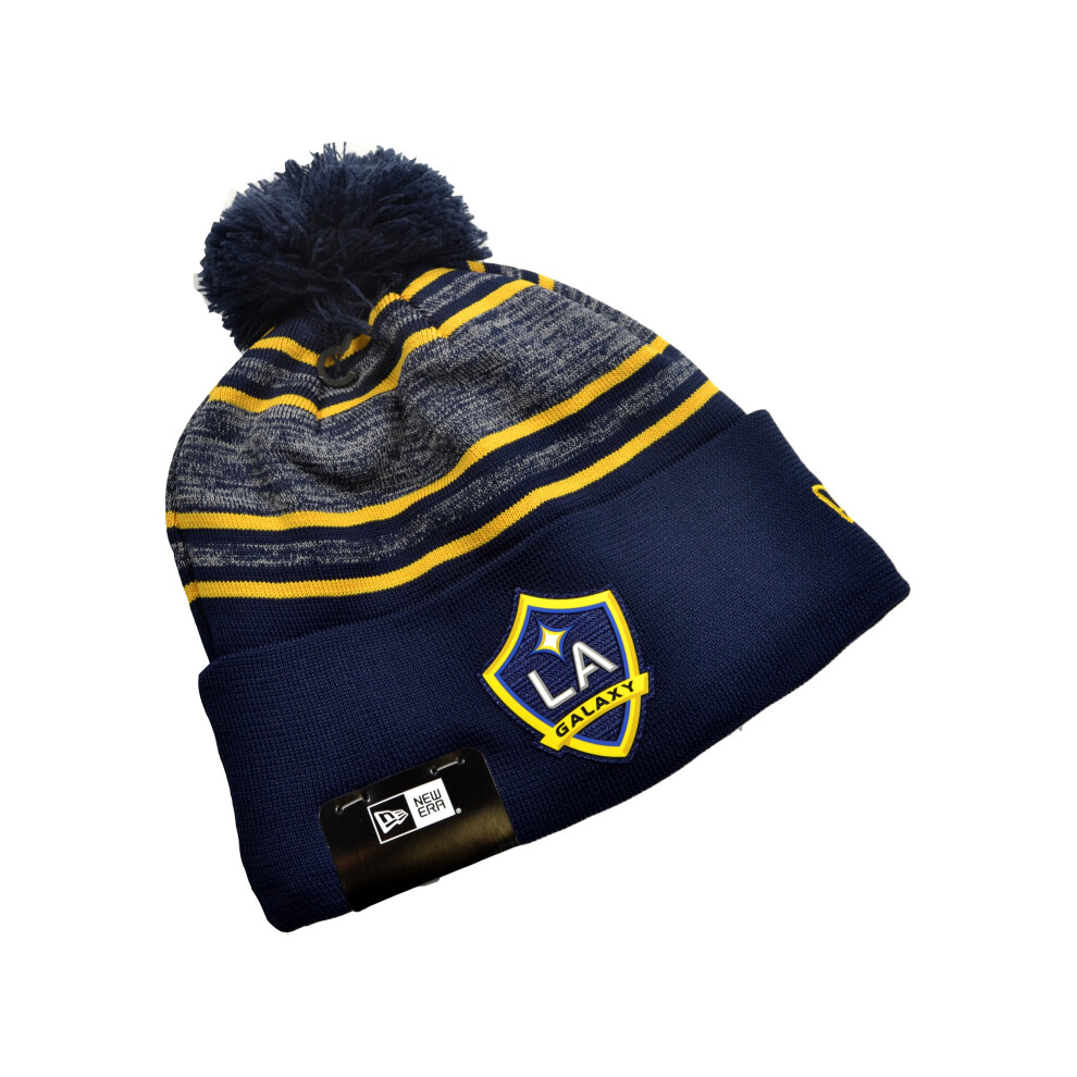 New Era La Galaxy Mls Knitted Bobble Hat Blue