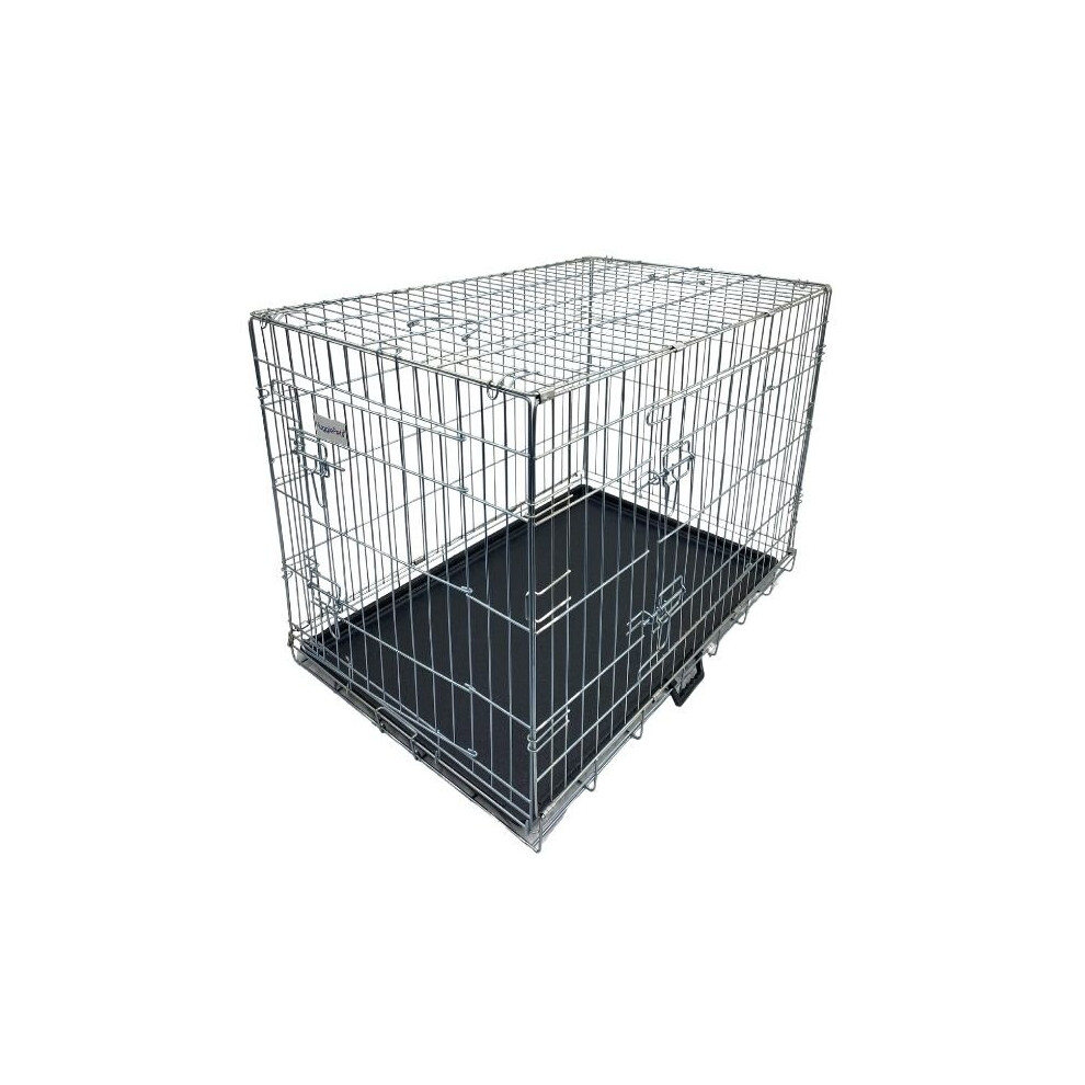 HugglePets Dog Cage with Plastic Tray - Silver, X-Large