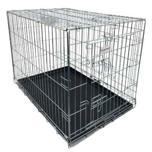 HugglePets Dog Cage with Plastic Tray Silver Large on OnBuy