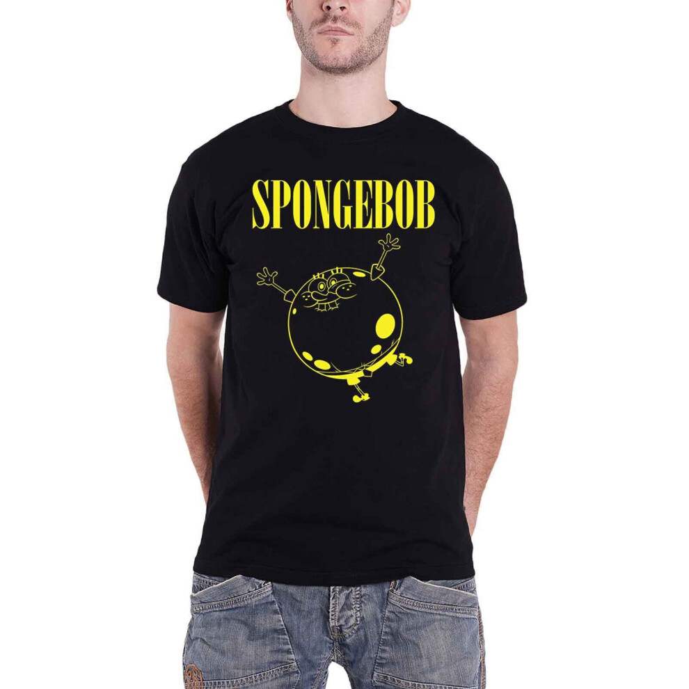 (S) Spongebob Squarepants T Shirt Inflated Sponge new Official Mens Black