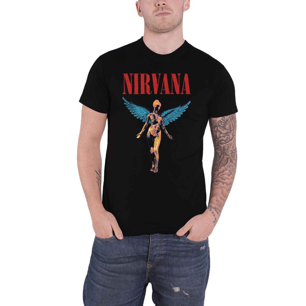 (2XL) Nirvana T Shirt In Utero Angelic Band Logo new Official Mens Black