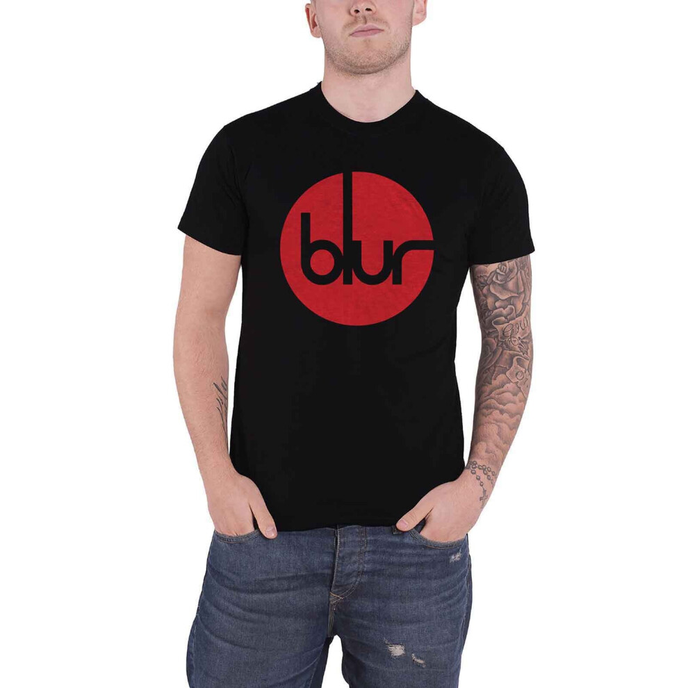 (XL) Blur T Shirt Circle Band Logo BritPop Park Life new Official Mens Black
