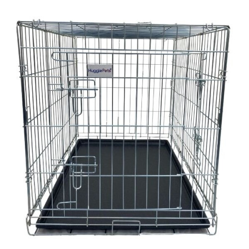HugglePets HugglePets Dog Cage with Plastic Tray - Silver, Small 1