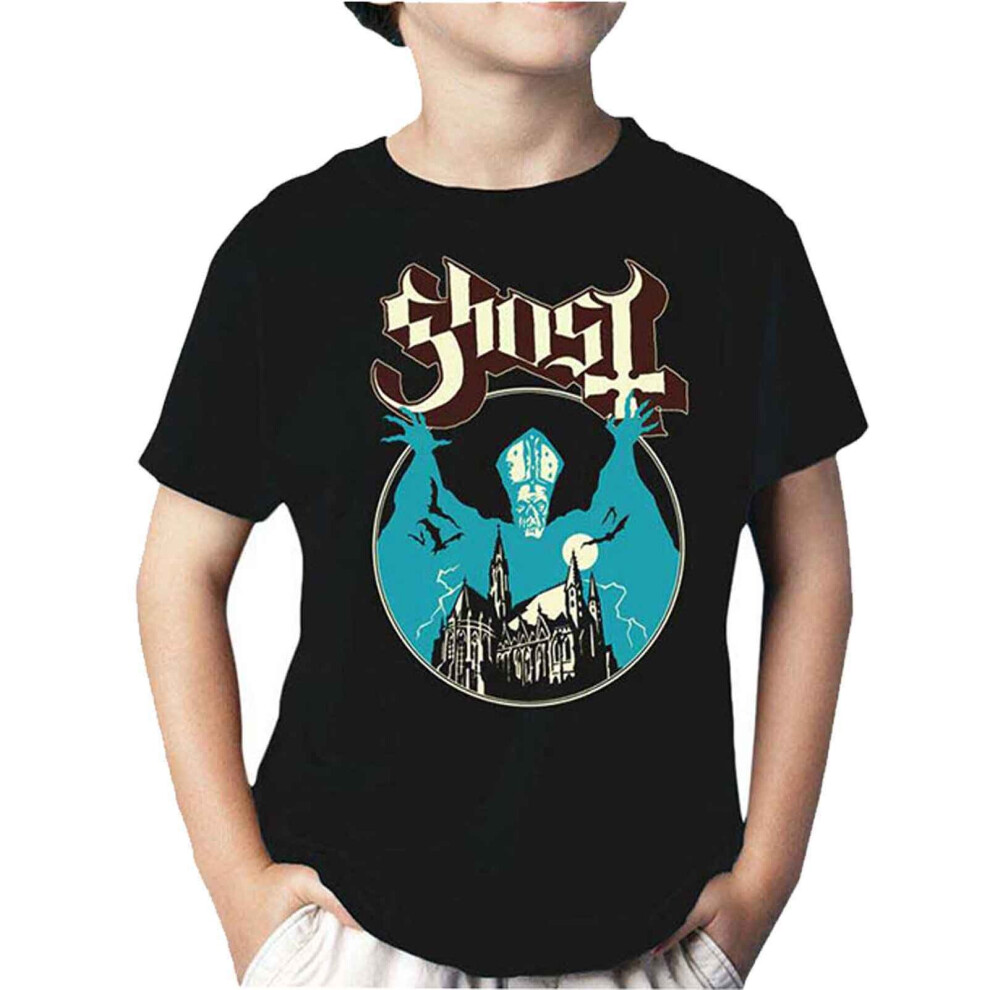 (XX-Large (13/14 Yrs)) Ghost Kids T Shirt Opus Eponymous Band Logo new Official Black Ages 5-14 yrs