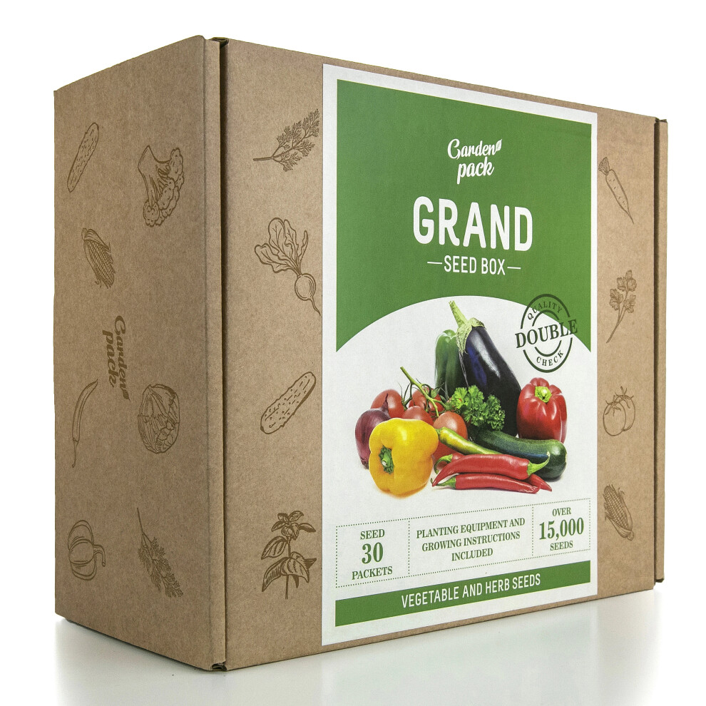 Garden Pack Grand Vegetable Herb Seeds - 30 Varieties, Gardening Accessories Kit