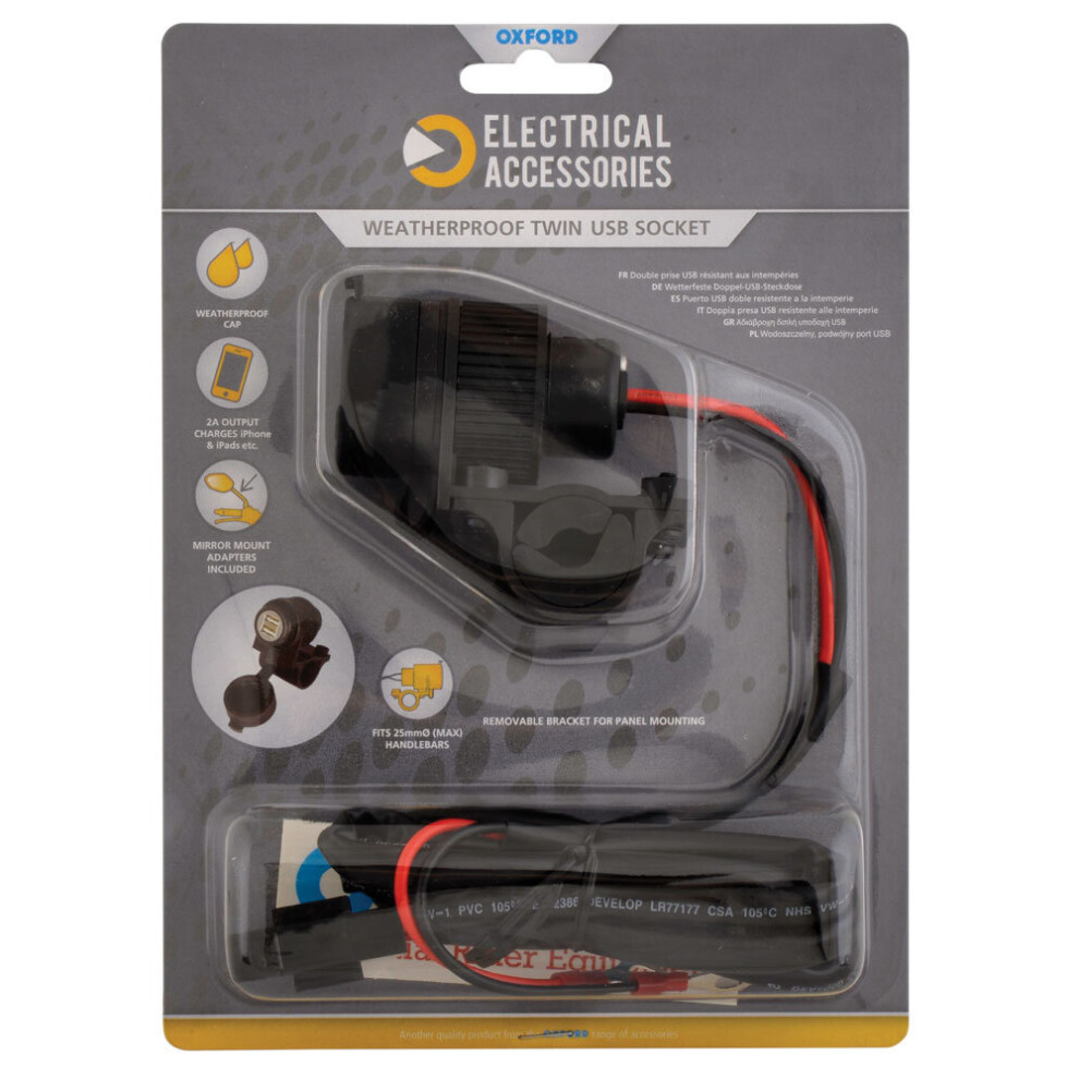 Oxford El102 Dual Usb Phone Charger Socket Fits Harley-Davidson Springer Softail 5030009017094