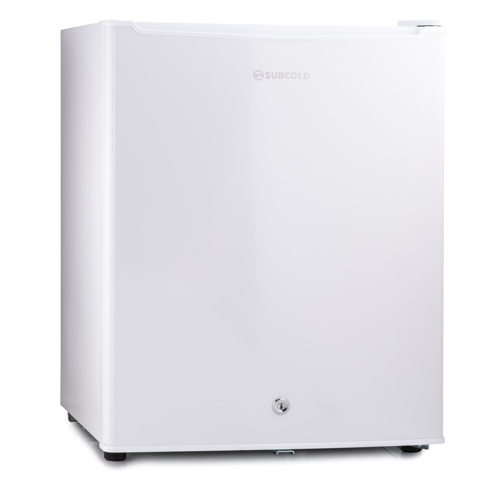 Subcold Eco75 Mini Fridge White | Table-Top Model | Counter-Top Fridge | Solid Door with Ice-Box | Lock & Key | Low Energy A+ (75L, White)