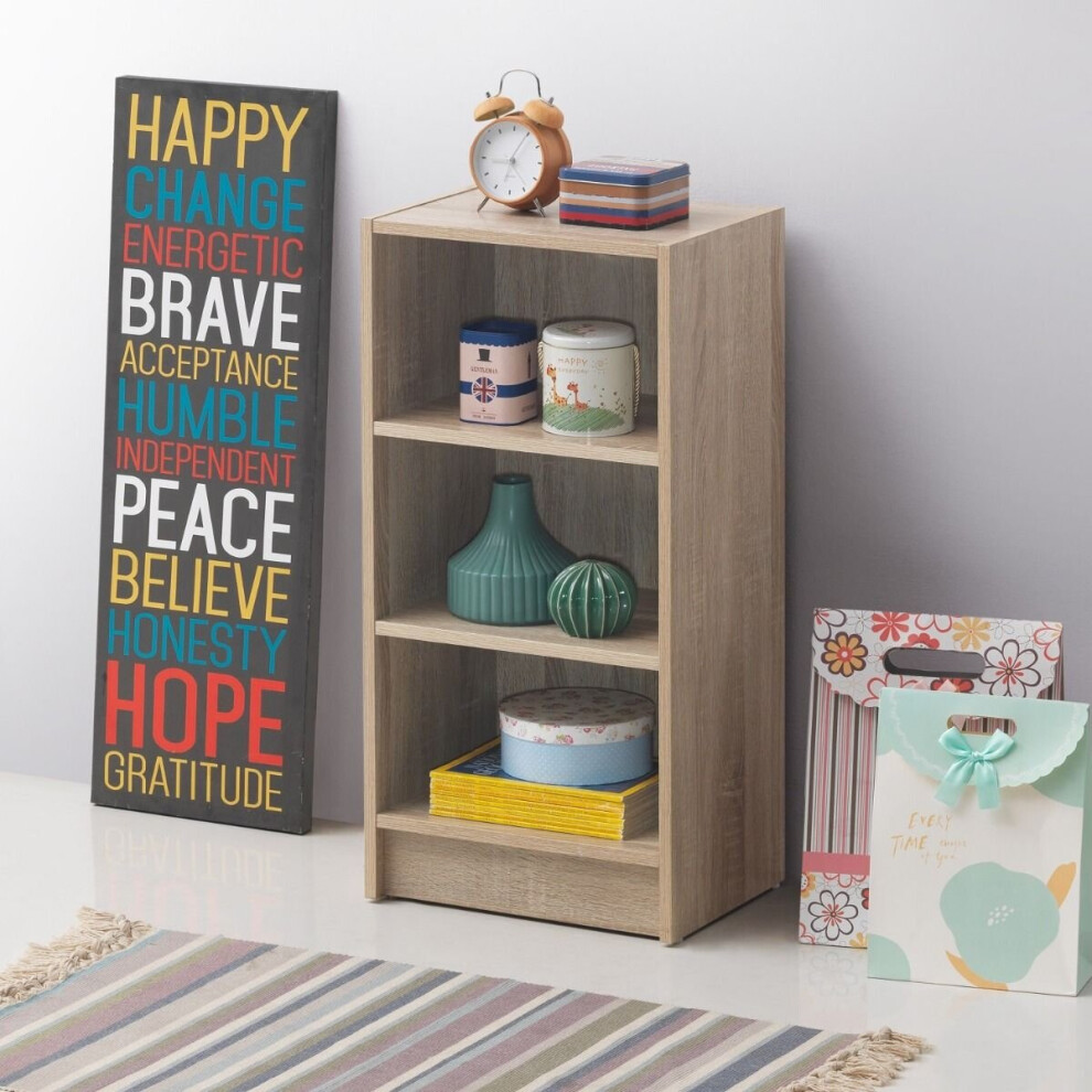 Timber Art Design Uk Small 3 Tier Cube Bookcase Display Shelving Storage Unit Furniture Sonoma Oak Black