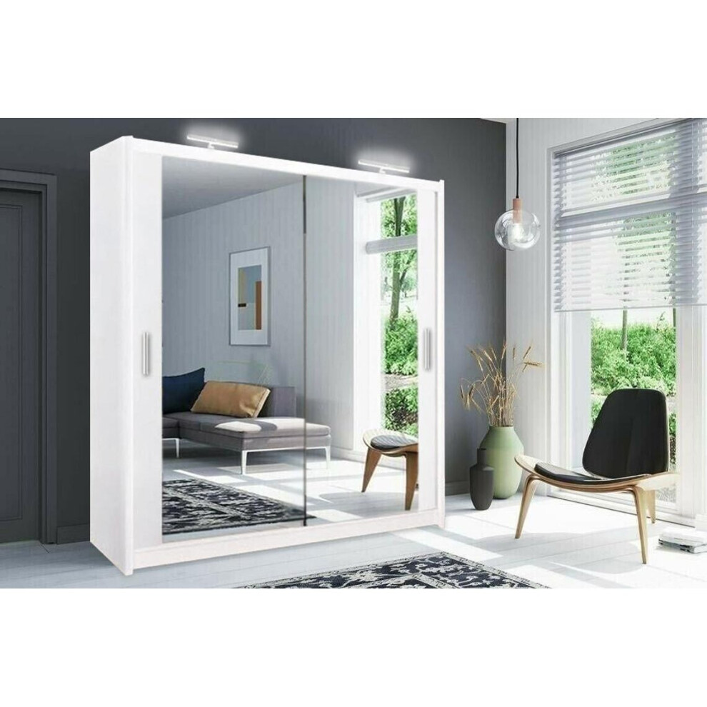 (White, 203cm) Modern Milan full mirror Sliding wardrobe in 4 color and 6 sizes