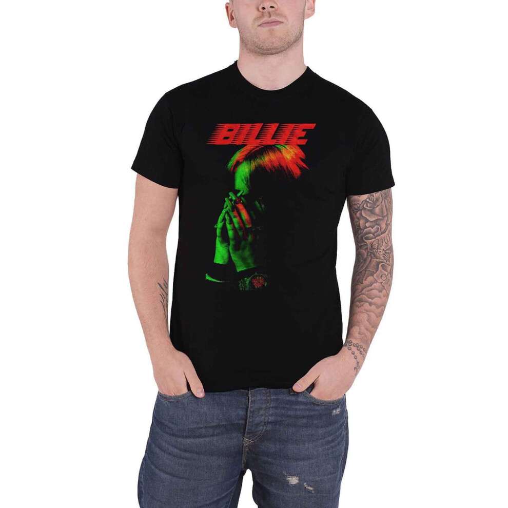 (M) Billie Eilish T Shirt Hands and Face Logo new Official Mens Black