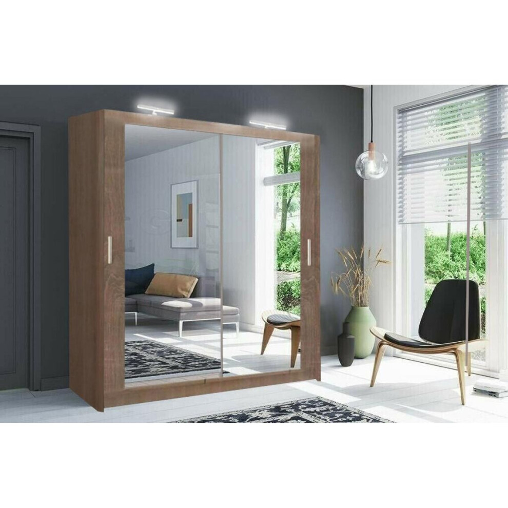 (Oak/Sonoma, 120cm) Modern Milan full mirror Sliding wardrobe in 4 color and 6 sizes