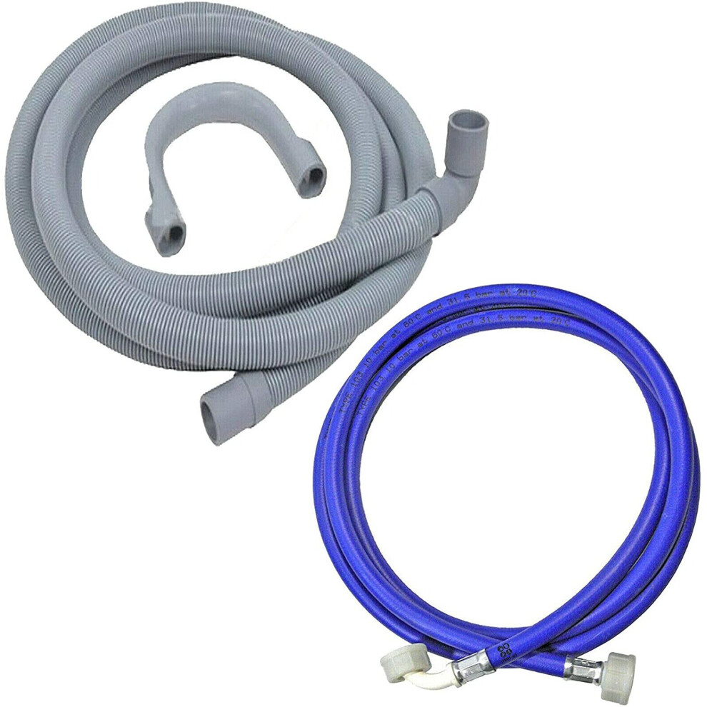 Spares2go Universal Dishwasher Washing Machine Water Inlet Fill Hose + Outlet Drain Hose Pipe (2.5M)