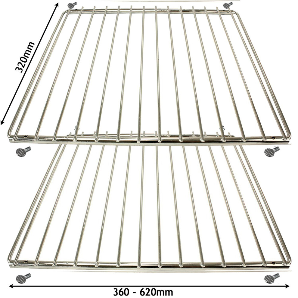 Spares2go Adjustable Extendable Shelf For Zanussi Oven Cooker (320 X 360-620Mm, Pack Of 2)
