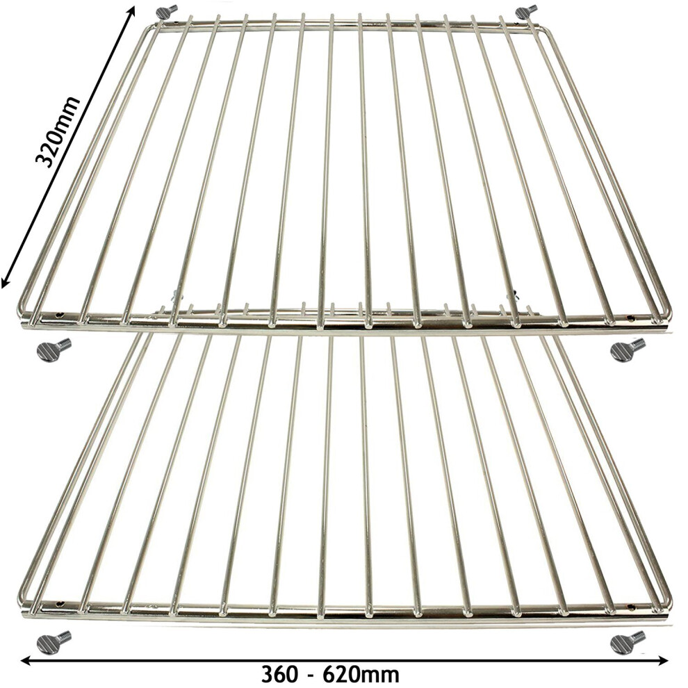Spares2go Adjustable Extendable Shelf For Flavel Oven Cooker (320 X 360-620Mm, Pack Of 2)