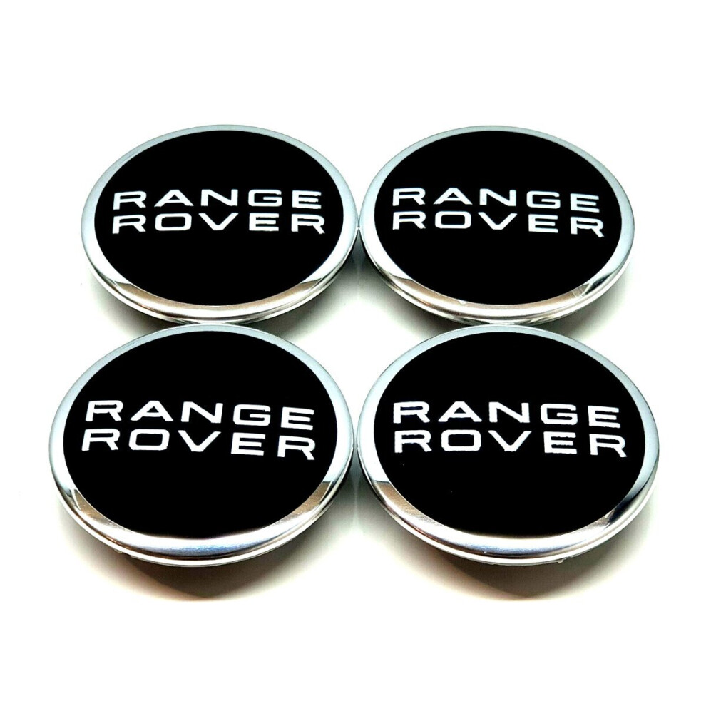Range Rover Wheel Center Caps Hub Badges 63Mm 4 Pcs For Evoque Defender Discovery Sport Velar Freelander Black