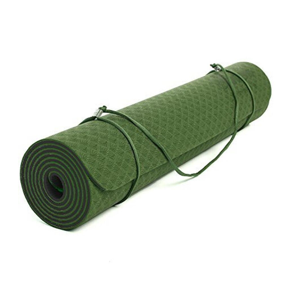 6mm Yoga Mat Non Slip TPE Exercise Mat - Dark Green