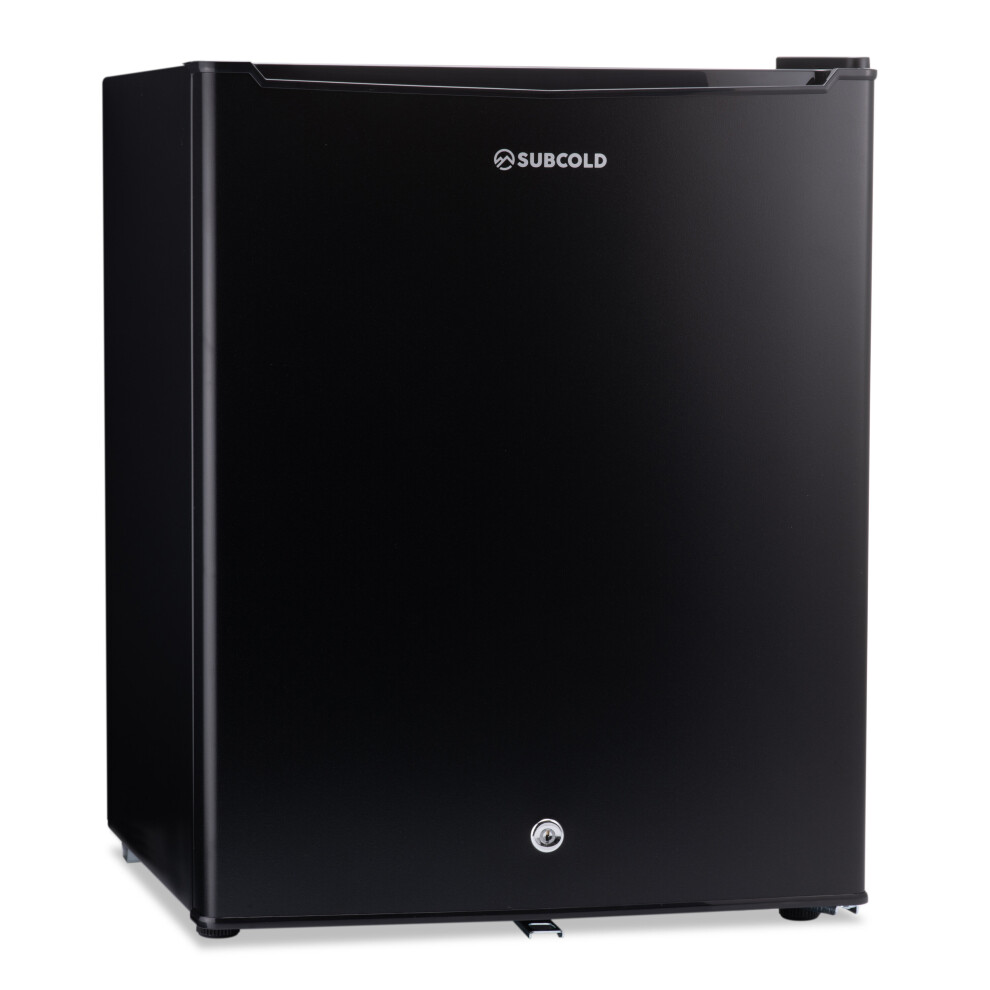 Subcold Eco75 Counter Top Mini Fridge Black | 75L Table-Top Fridge | Solid Door with Ice-Box | Lock & Key | Low Energy A+