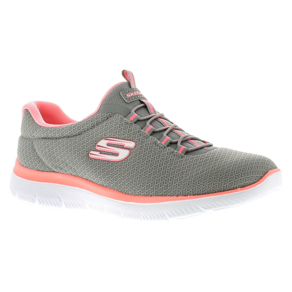 (5 (Adults')) Skechers Summits Womens Ladies Running Trainers Gym Shoes Grey/Pink UK Size