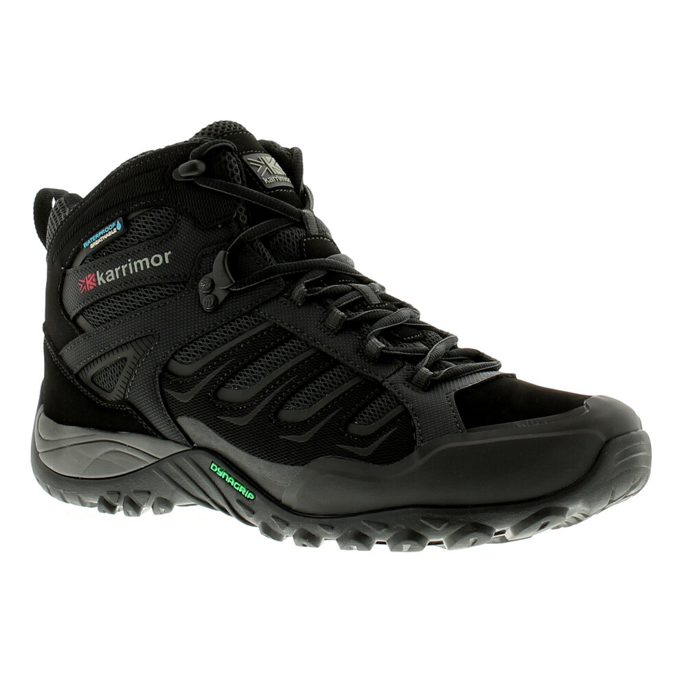 (8 (Adults')) Karrimor Helix Mid Wt Mens Walking Hiking Boots Black/Grey