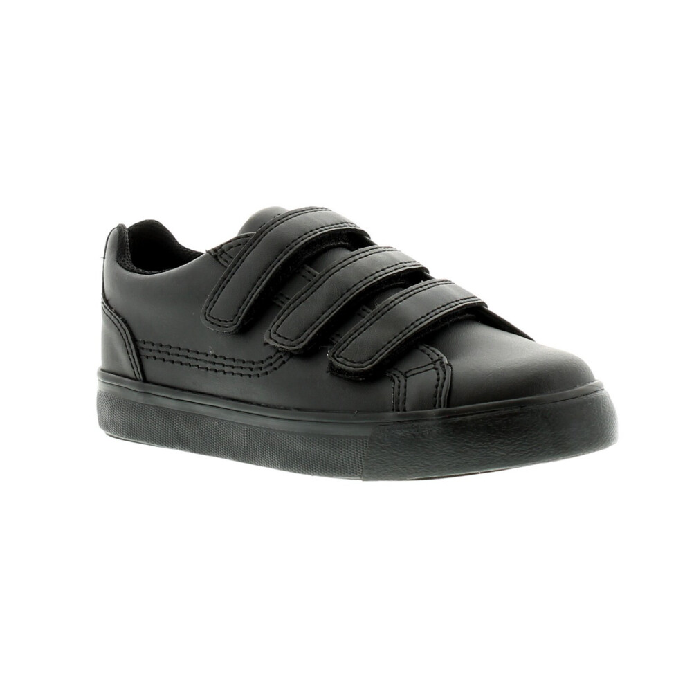(1 (Adults')) New Older Boys/Childrens Black Kickers Tovni Touch Fasten Shoes UK Size