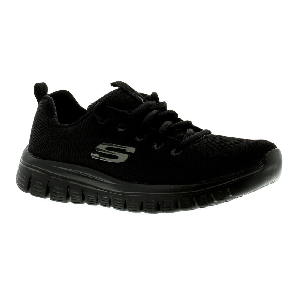 (5 (Adults')) Skechers Graceful Get Connect Womens Ladies Trainers Black/Black