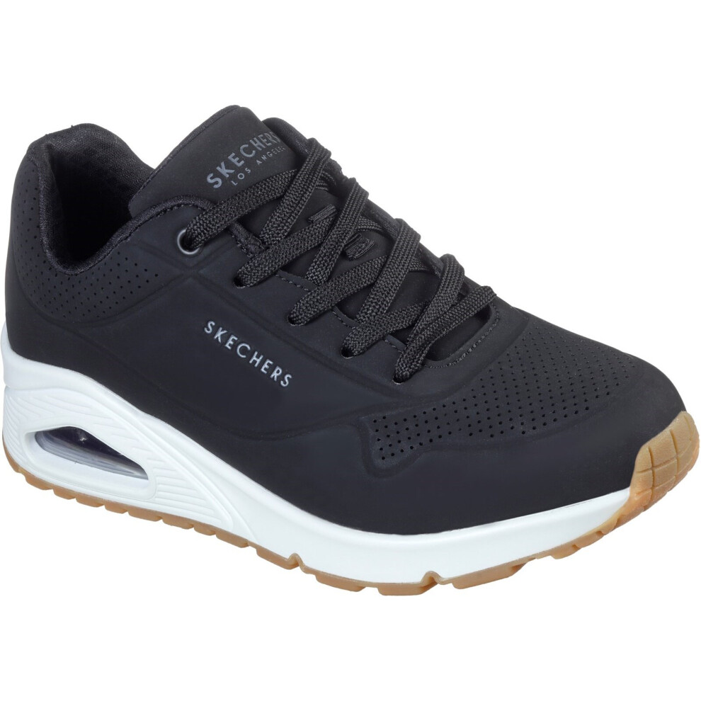 (3 (Adults')) Skechers uno stand on air womens ladies trainers black