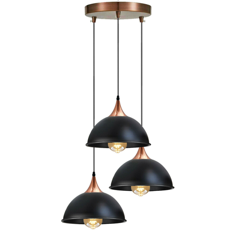 (Black Lampshade Style Fitting.(Bulb is included.)) Modern 3 Way Ceiling Pendant Light Cluster Light