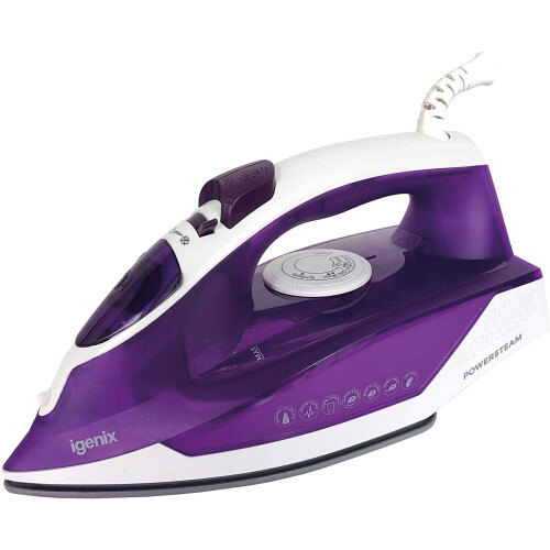 Igenix IG3122 Powersteam Vertical Steam Iron, Ceramic Non-Stick Soleplate, 250 ml water tank, 2200 Watt