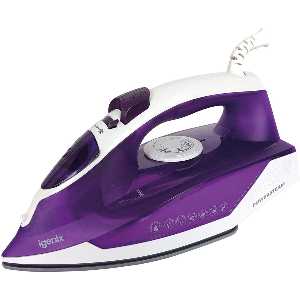 Igenix IG3122 Powersteam Vertical Steam Iron, Ceramic Non-Stick Soleplate, 250 ml water tank, 2200 Watt