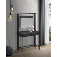 Zahra Urban Bedroom Dressing Vanity Makeup Table Mirror &amp; Drawer Black