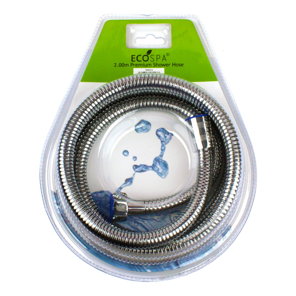 (2M) 2M Stainless Steel Shower Hose Anti-Kink Leakproof Universal Fit 5060693571138