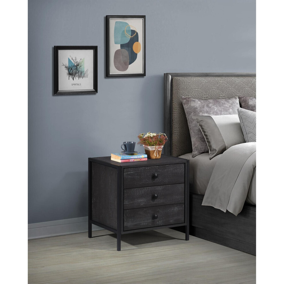 Timber Art Design Uk Zahra Bedside Table Cabinet Bedroom Furniture Nightstand 3 Drawer Black
