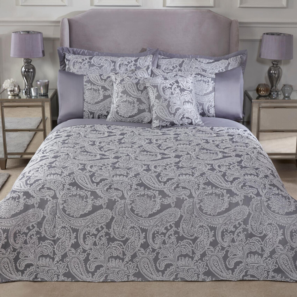 Maison Duchess Paisley Luxury Duvet Cover Sets King Size Bed Silver Bedding Set