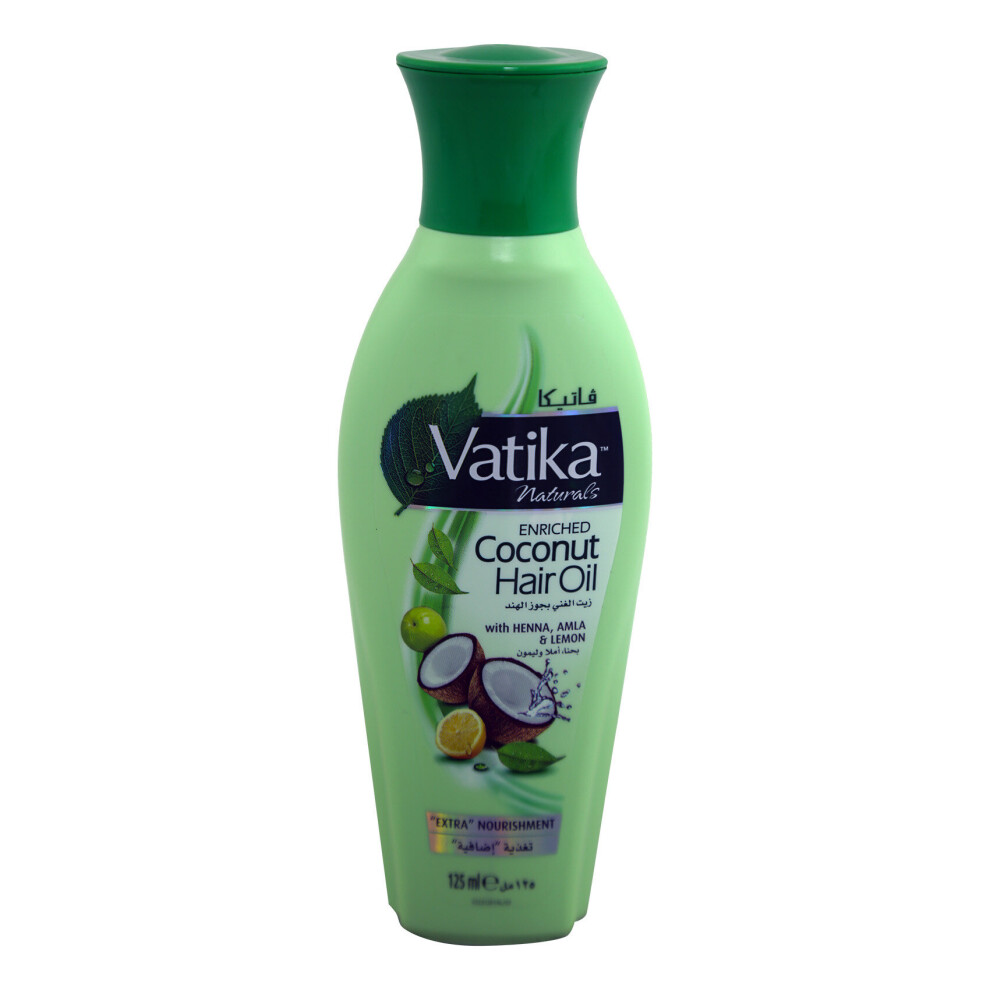 Vatika Naturals Enriched Coconut Hair Oil With Henna, Amla & Lemon - For Extra Nourishment 125-Ml