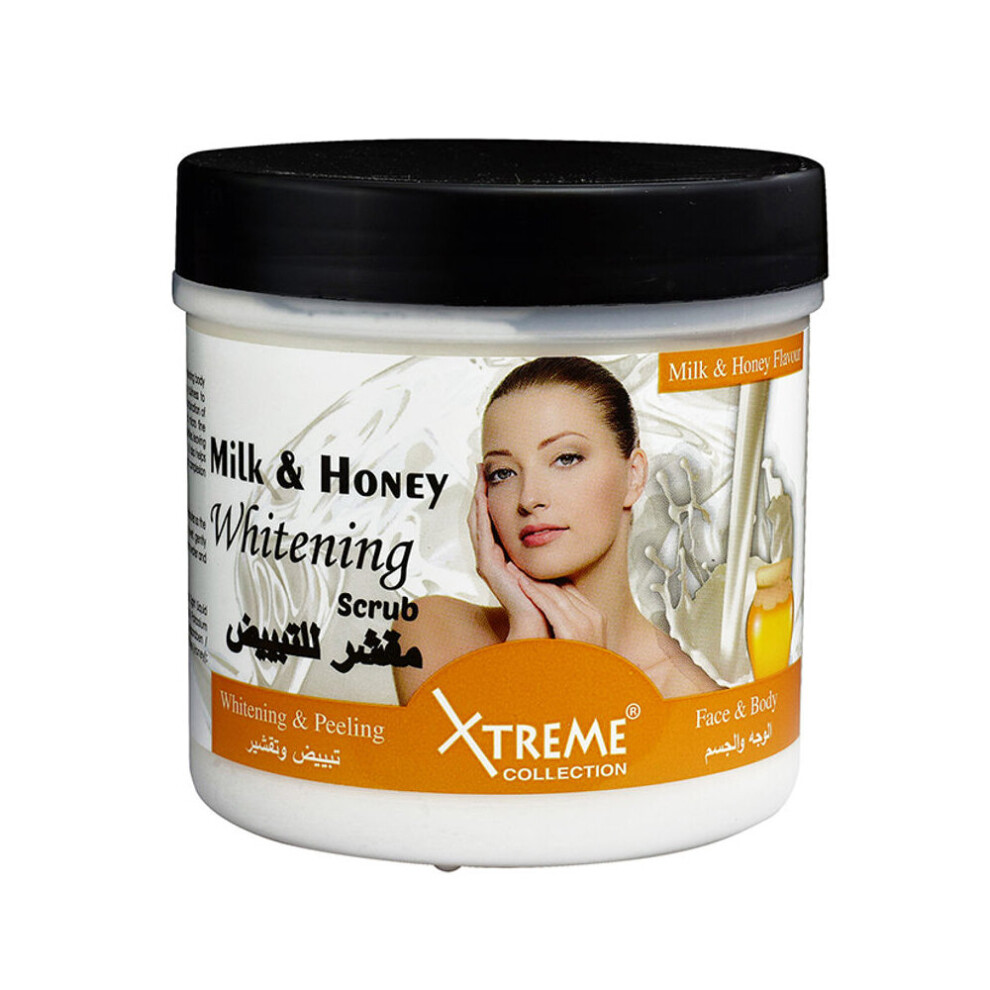 Xtreme Collection Nourish and Illuminate Your Skin with Milk and Honey Whitening Scrub - White, for Radiant and Supple Skin 500ml