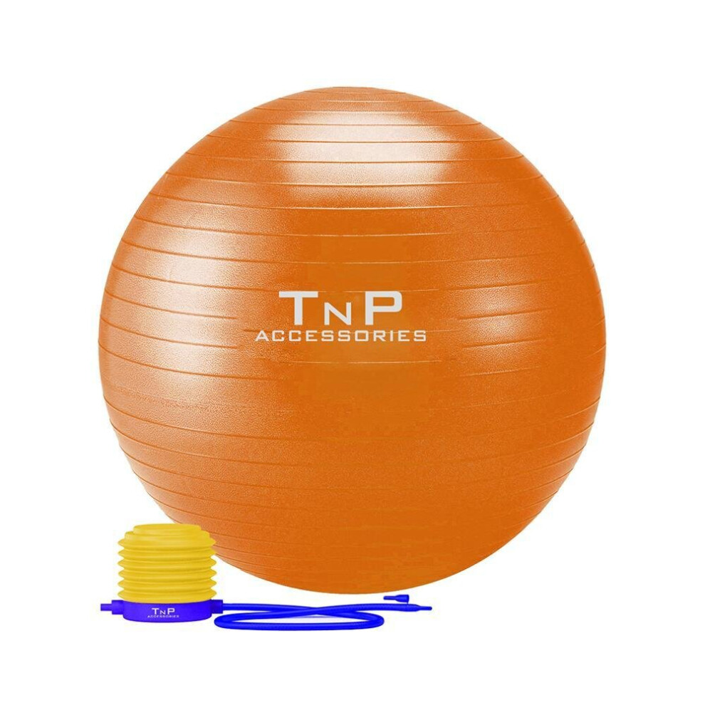(Orange) 65cm Excersise Ball With Foot Pump