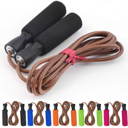 Leather Skipping Jump Rope - Pink 2