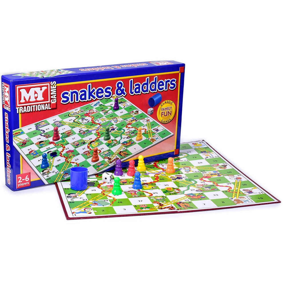 M.Y Snakes & Ladders - Traditional Snakes and Ladders Board Game for Kids & Adults