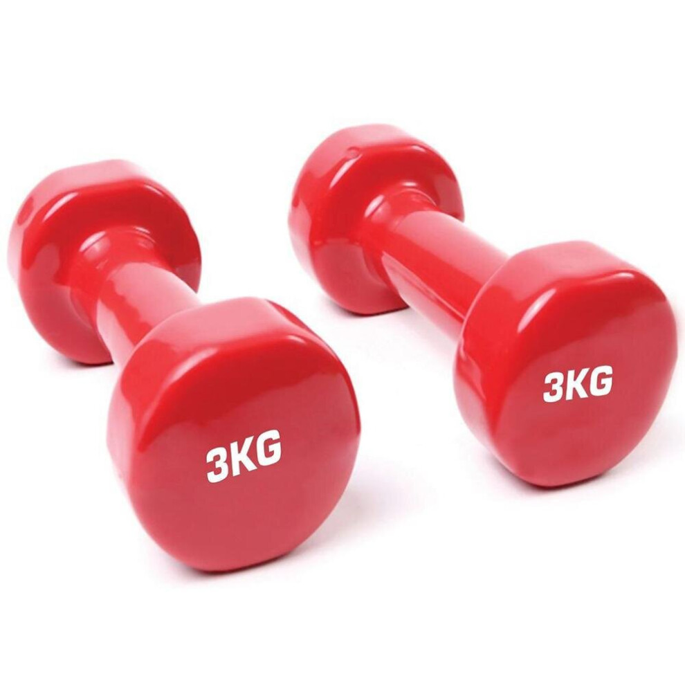 Solid Vinyl Dumbbell Pair 3Kg Red