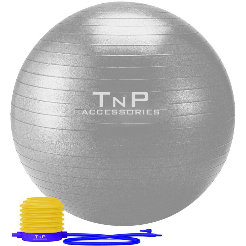(Grey) 55cm Excersise Ball With Foot Pump 