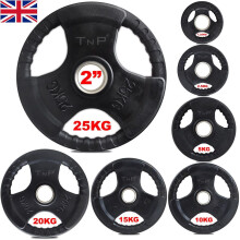 Olympic 2 Inch Tri-Grip Rubber Encased Weight Plate 7.5Kg (x1 Weight Plate)