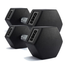 Hex Dumbbells Rubber Encased Weights (Pair) 28Kg