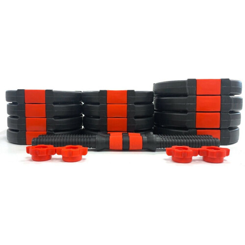 Tri-Grip Dumbbell Set (Black+Red Dumbbell Bar) 20Kg 2