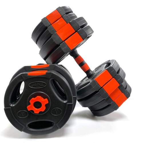 Tri-Grip Dumbbell Set (Black+Red Dumbbell Bar) 20Kg 1