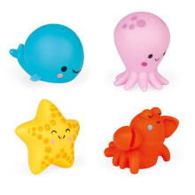 JANOD - 4 aspersores de baño Animales marinos - PVC - Amarillo - A partir de 9 meses