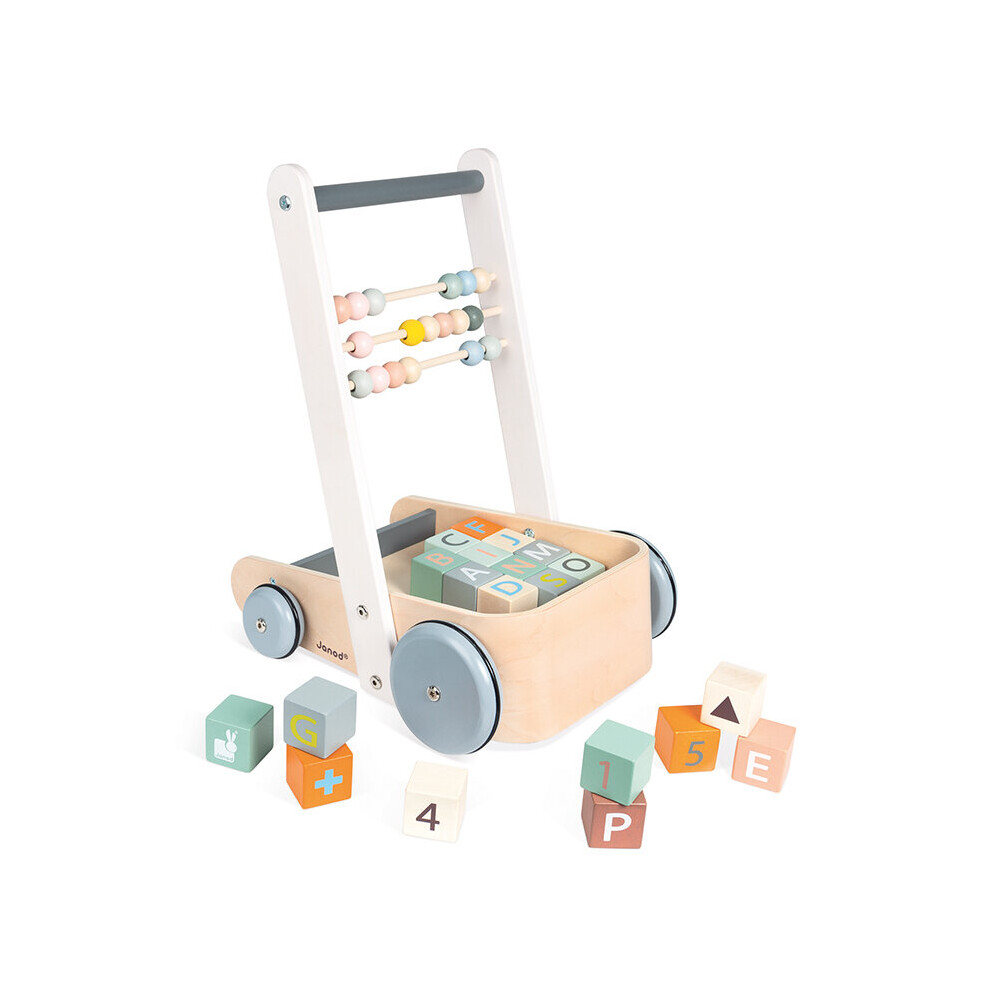 Janod Sweet Cocoon Cart with ABC blocks